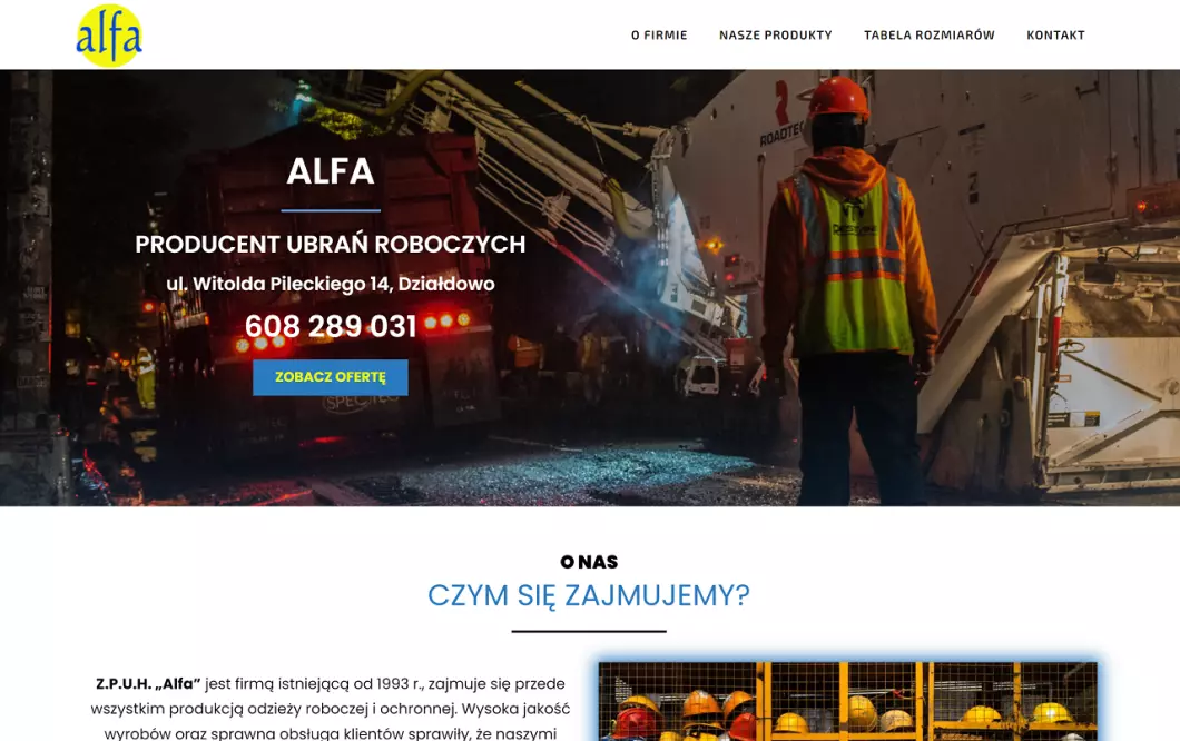 Sklep z odzieżą roboczą Alfa